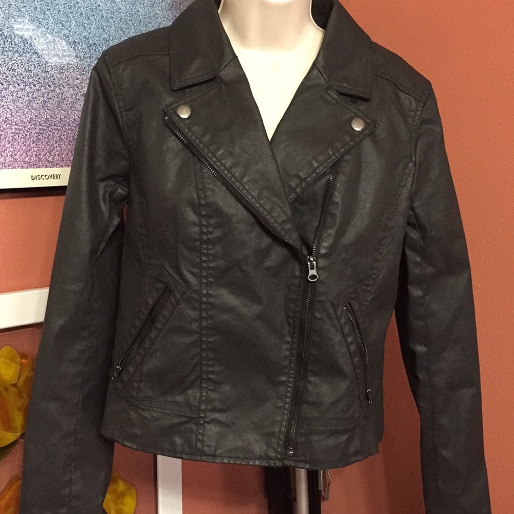Ann Taylor The Loaft Coated Motorcycle Jacket Sz M